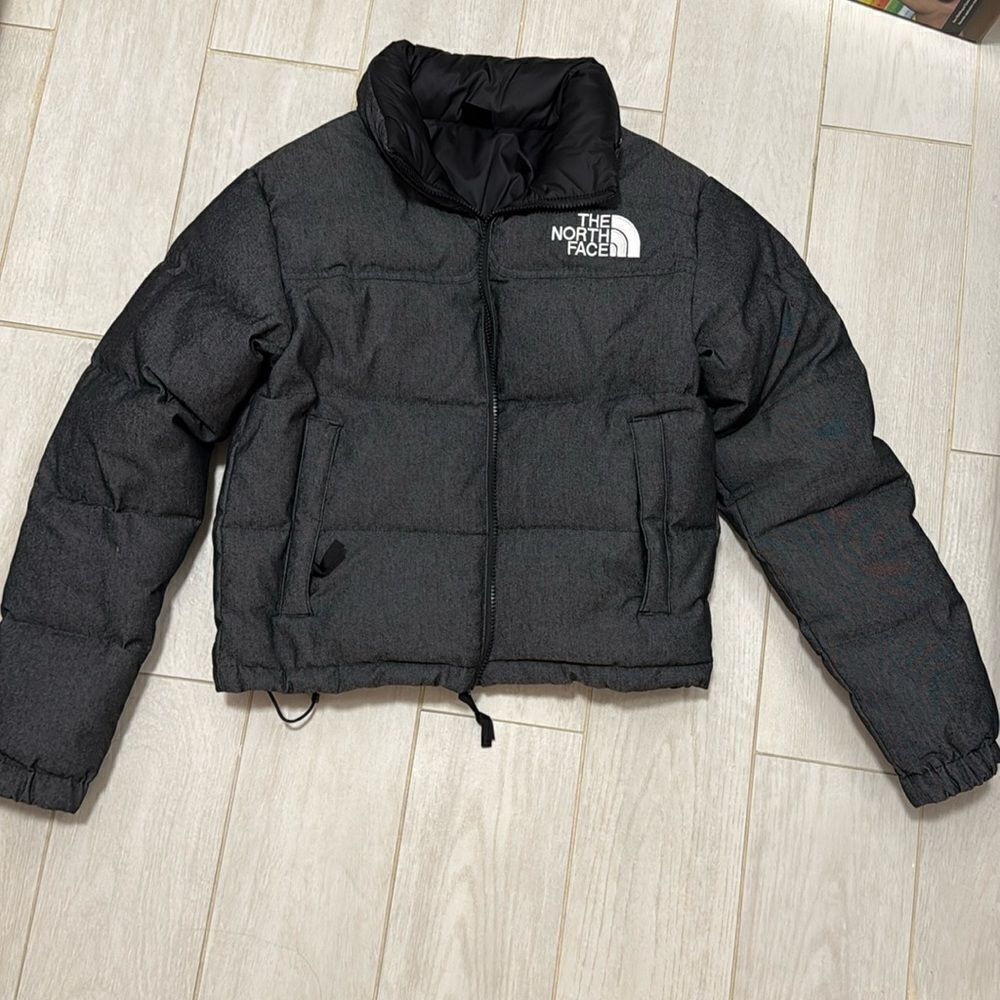 New The North Face XS black denim reversible Nuptse